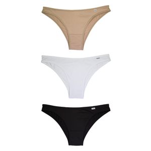 Kit 03 Calcinhas Tanga Microfibra Eco Mousse/branco/preto