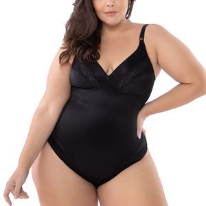 Body Modelador Reforçado com Renda sem Bojo sem Aro Preto