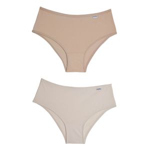 Kit 02 Calcinhas Larga em Cotton Mousse/nature
