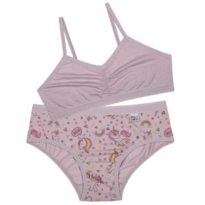 Kit 01 Soutien e Calcinha Cotton Quartzo Miss Delrio