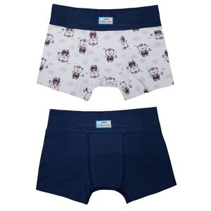 Kit 02 Cuecas Boxer Kids Club Minha 1º Cueca Branco/azul