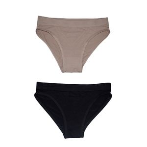 Kit 02 Calcinhas Biquini sem Costura Mousse/preto