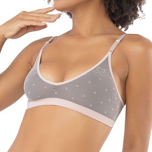 Soutien sem Costura Jacquard Poa e Lacinho Rosa Romance
