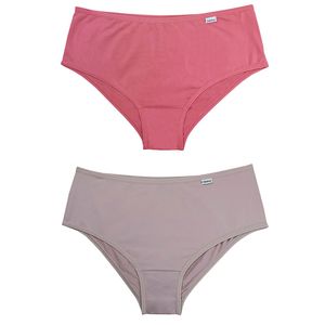 Kit 02 Calcinhas Microfibra Liso Rosa Chá/quartzo