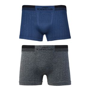 Kit 02 Cuecas Boxer sem Costura Kids Club Azul/cinza