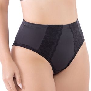 Calcinha Larga Leve Compressão e Renda Preto