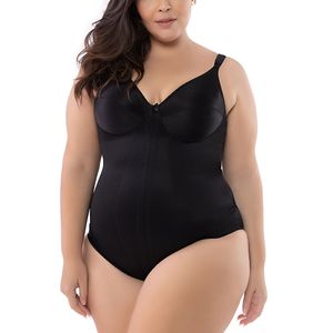 Body Modelador Reforçado Cetinete Cava Faixa Dupla Preto