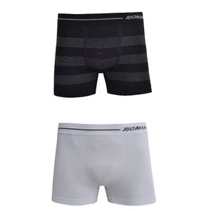 Kit 02 Cuecas Boxer sem Costura Rio Man Preto/branco