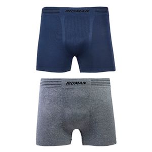 Kit 02 Cuecas Boxer sem Costura Rio Man Azul/cinza