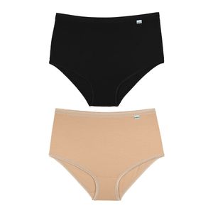 Kit 02 Calcinhas Alta Modal Fio Brilhante - Preto/mousse
