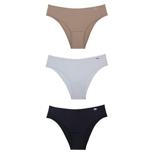 Kit 03 Calcinhas Biquini Microfibra Eco Mousse/branco/preto