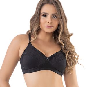 Soutien Reforçado Cetinete e Renda sem Bojo sem Aro Preto