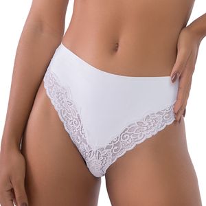 Calcinha Larga Microfibra e Renda Branco