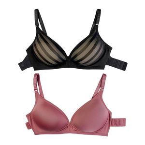 Kit 02 Soutiens Tule e Microfibra com Bojo Preto/rosa Chá