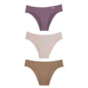 Kit 03 Calcinhas Biquini em Cotton Mousse/new Nude/areia