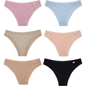 Kit 06 Calcinhas Biquini Cotton Areia/rosa/azul/preto