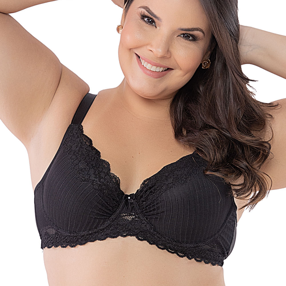 Sutiã Plus Size Tam 48 a 52 Microfibra Renda Reforçado Bojo 