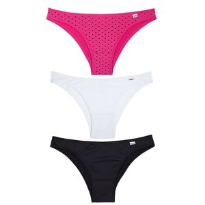 Kit 03 Calcinhas Tanga Microfibra Estampa Mini Coração