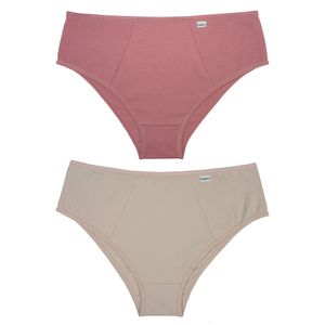 Kit 02 Calcinhas Reforço Frontal em Cotton Rosa Chá/areia