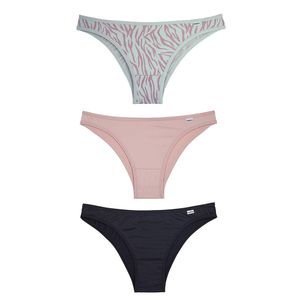 Kit 03 Calcinhas Tanga Microfibra Estampa Tigre