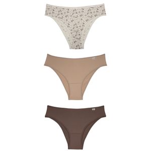 Kit 03 Calcinhas Biquini Microfibra Estampa Floral Vintage