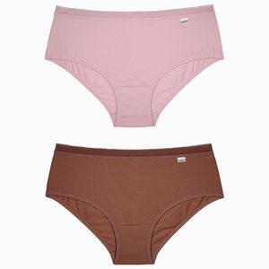 Kit 02 Calcinha em Cotton, Elástico Cós Telado