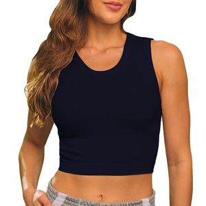 Regata Cropped Canelada sem Costura Azul Sky