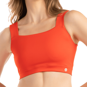 Top Fitness Em Tecido 3D Tecnology Decote Reto E Alças Largas Vermelho Paixão