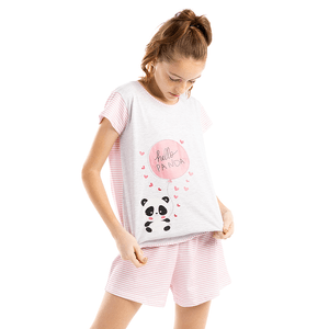 Pijama Feminino Infantil Em Algodão Com Estampa Localizada