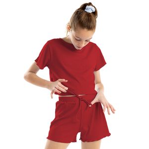 Pijama Feminino Infantil Em Modal Canelado Vermelho Paixão