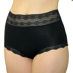 Calça Larga em Tecido Sensitive e Detalhes em Renda Preto