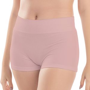 Short Boxer Feminino Sem Costura Com Detalhes Canelado Com Renda Rosa