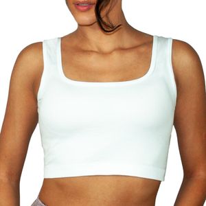 Top Cropped Alça Teen Canelado Sem Costura Branco