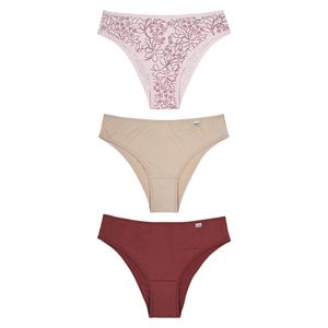 KIT 03 CALCINHAS BIQUINI MICROFIBRA ESTAMPA FLORAL JOY