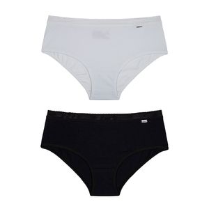 Kit Com 2 Calças De Cotton Leve Com Elástico Débora Branco E Preto