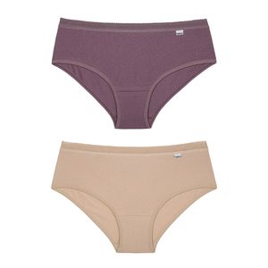 Kit Com 2 Calças De Cotton Leve Com Elástico Débora Areia E New Nude