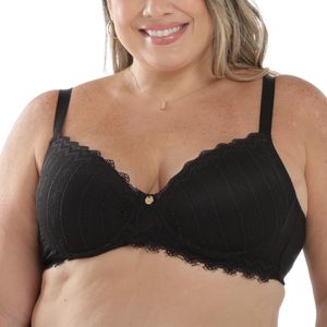 Soutien de Alta Sustentação em Sensitive e Renda com Bojo e Aro - Preto