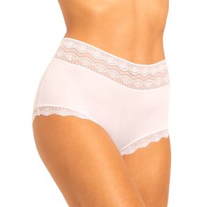 Calça Larga em Tecido Sensitive e Detalhes em Renda Branco