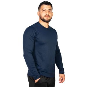 T-Shirt Manga Longa Sem Costura Azul Sky