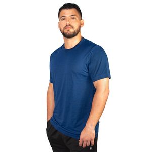 T-Shirt Masculina Sem Costura Flamê Azul Produndo