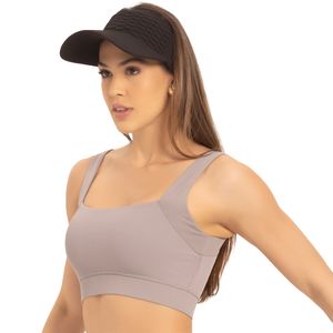 Top Fitness em Diva Fit com Acabamento em Ribana Cinza Cromo