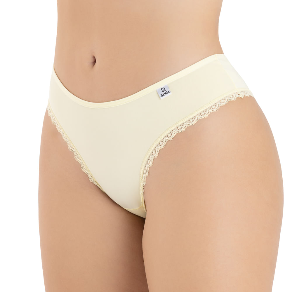 Calcinha Biquini Em Sensitive E Renda Na Perna Vanilla