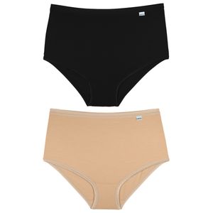 Kit 02 Calcinhas Alta Modal Fio Brilhante - Preto/mousse