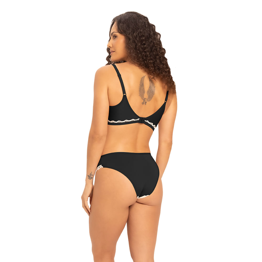 Conjunto Soutien + Calcinha em Sensitive com Renda Chantilly Preto